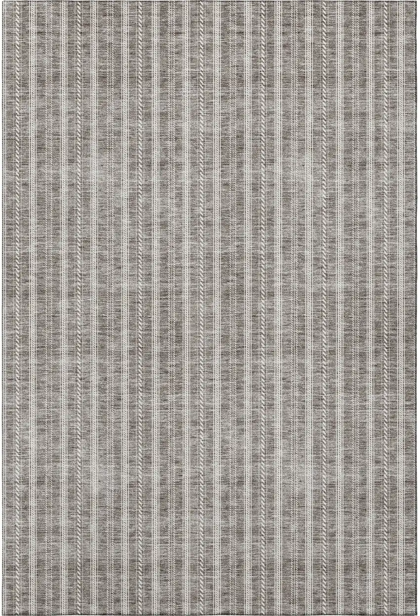 Taupe And Ivory Striped Washable Area Rug With UV Protection Photo 3