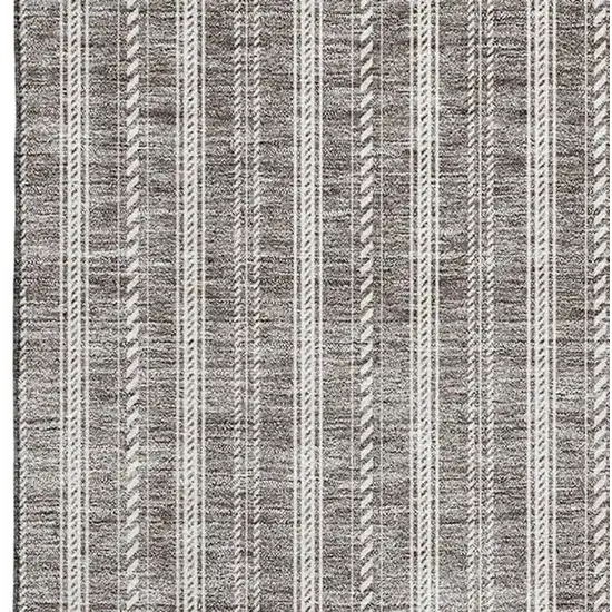 Taupe And Ivory Striped Washable Area Rug With UV Protection Photo 2