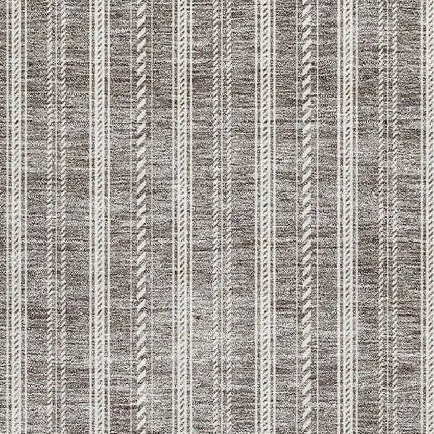 Taupe And Ivory Striped Washable Area Rug With UV Protection Photo 2