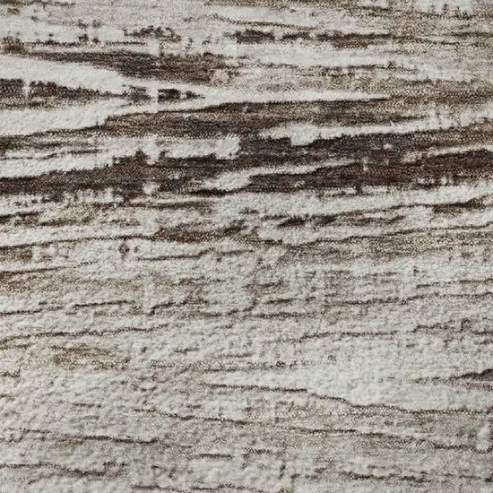 Taupe And Ivory Striped Washable Area Rug With UV Protection Photo 9