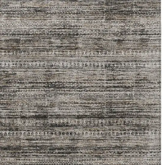 Taupe And Ivory Striped Washable Indoor Outdoor Area Rug Photo 4