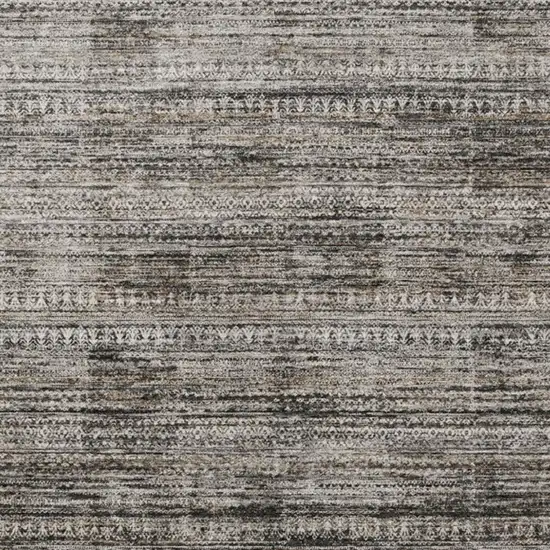 Taupe And Ivory Striped Washable Indoor Outdoor Area Rug Photo 9