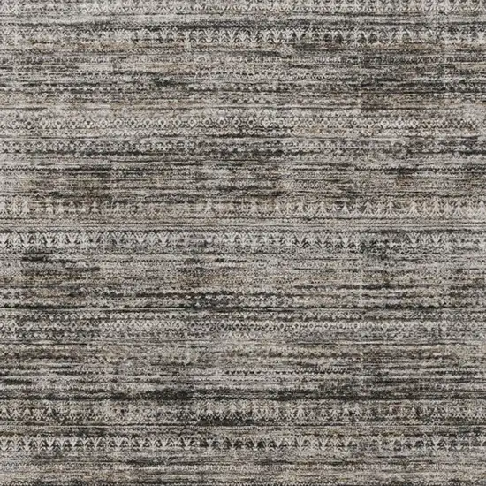 Taupe And Ivory Striped Washable Indoor Outdoor Area Rug Photo 3