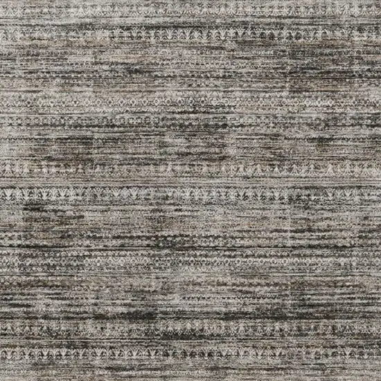 Taupe And Ivory Striped Washable Indoor Outdoor Area Rug Photo 9