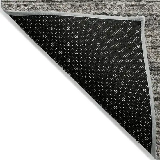 Taupe And Ivory Striped Washable Indoor Outdoor Area Rug Photo 6