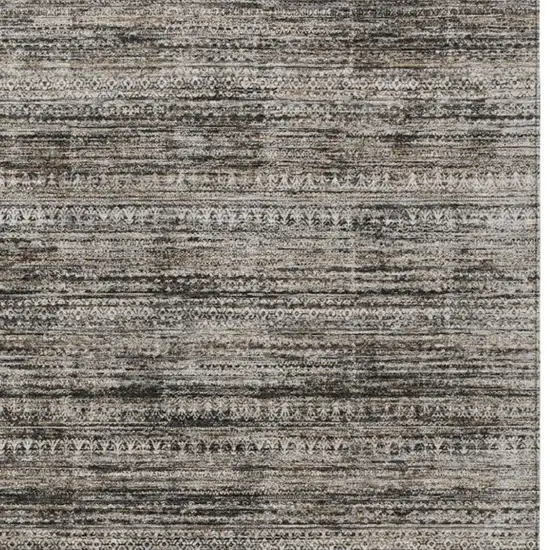 Taupe And Ivory Striped Washable Indoor Outdoor Area Rug Photo 9