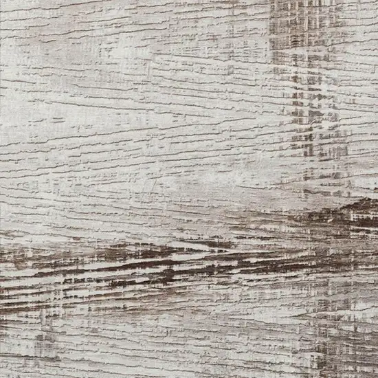 Taupe And Ivory Striped Washable Indoor Outdoor Area Rug Photo 3