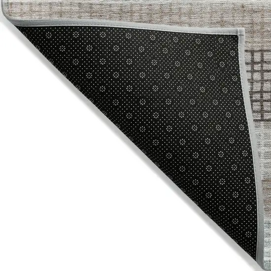 Taupe And Ivory Striped Washable Indoor Outdoor Area Rug Photo 7