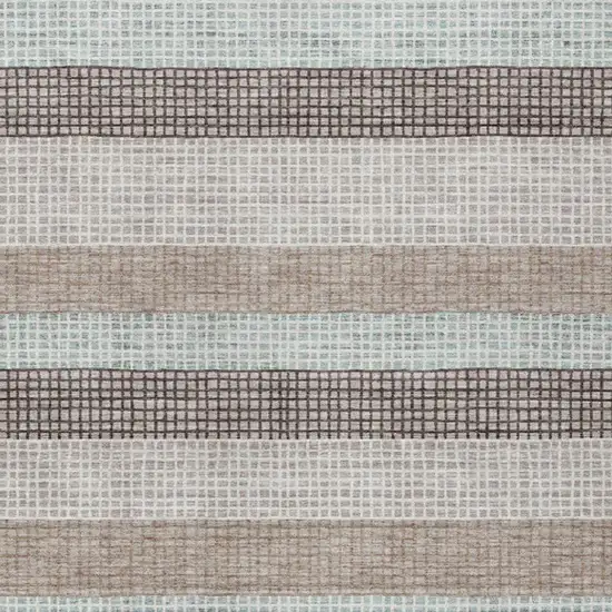 Taupe And Ivory Striped Washable Indoor Outdoor Area Rug Photo 7