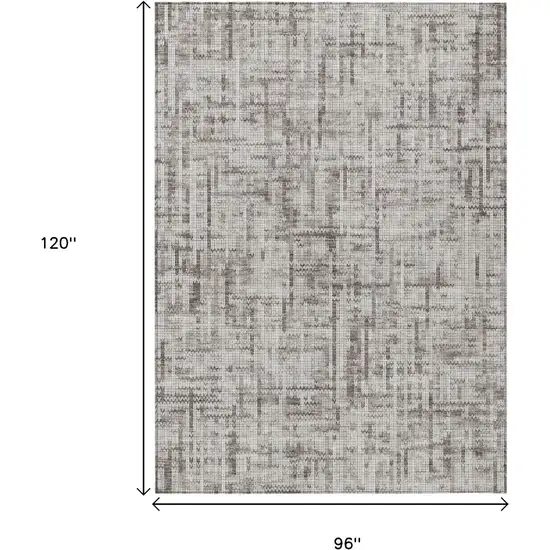 Taupe And Ivory Striped Washable Indoor Outdoor Area Rug Photo 3