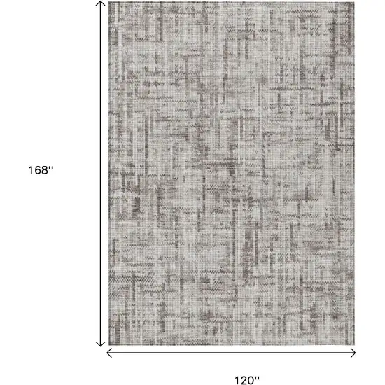 Taupe And Ivory Striped Washable Indoor Outdoor Area Rug Photo 8