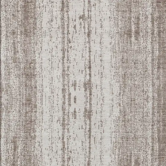 Taupe And Ivory Striped Washable Indoor Outdoor Area Rug Photo 6