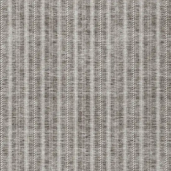 Taupe And Ivory Striped Washable Indoor Outdoor Area Rug Photo 5