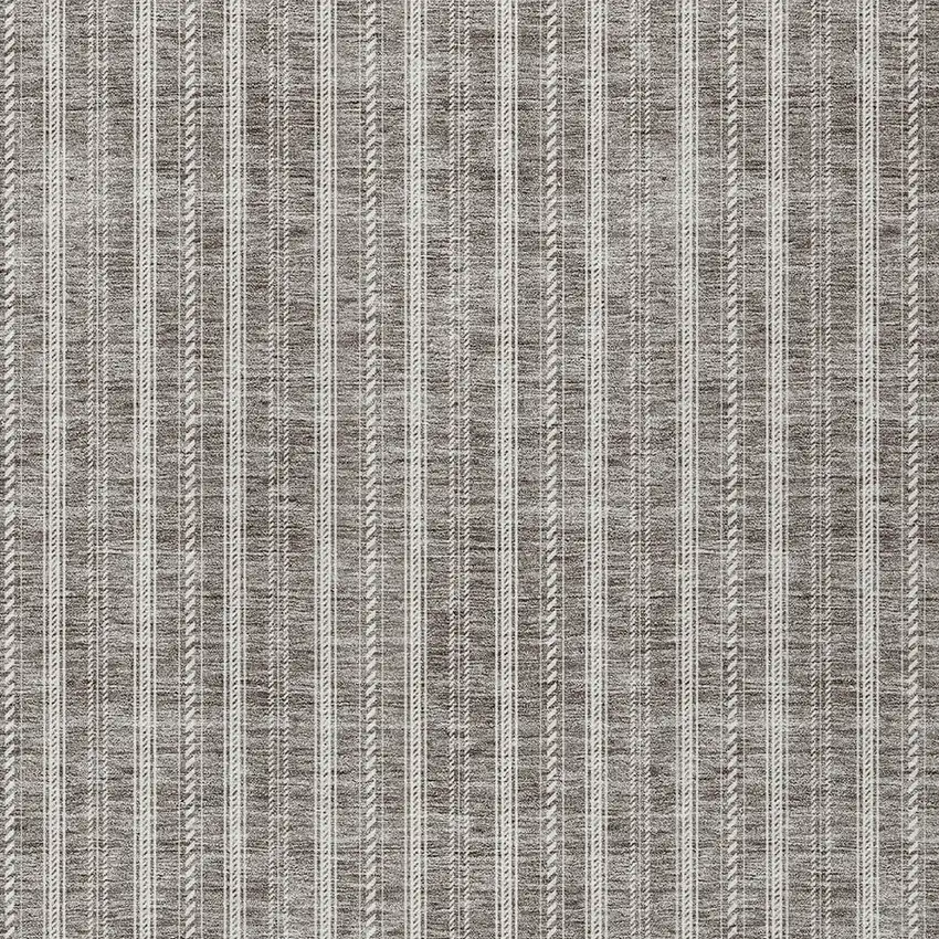 Taupe And Ivory Striped Washable Indoor Outdoor Area Rug Photo 5