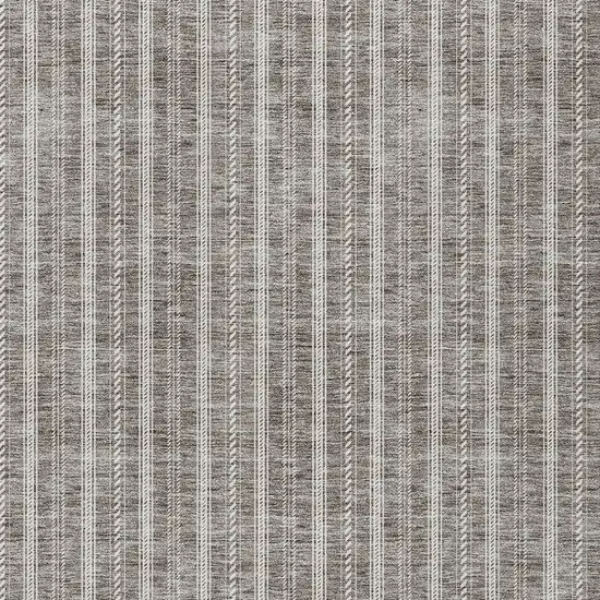 Taupe And Ivory Striped Washable Indoor Outdoor Area Rug Photo 5
