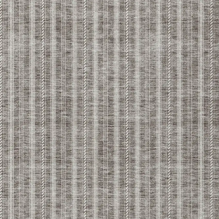 Taupe And Ivory Striped Washable Indoor Outdoor Area Rug Photo 5