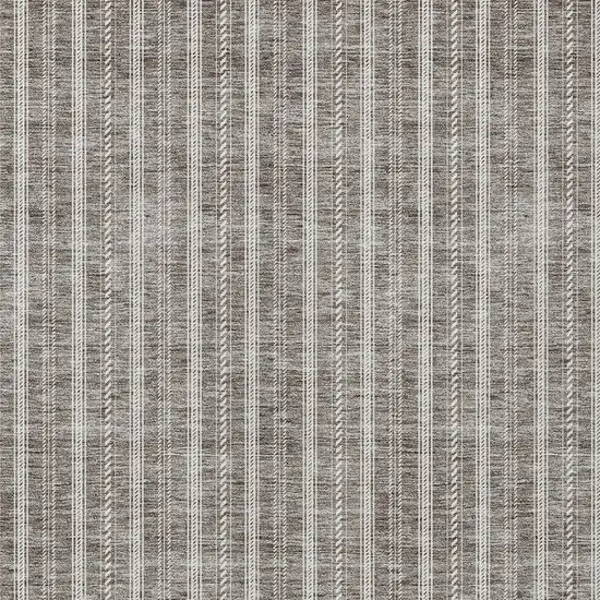 Taupe And Ivory Striped Washable Indoor Outdoor Area Rug Photo 5