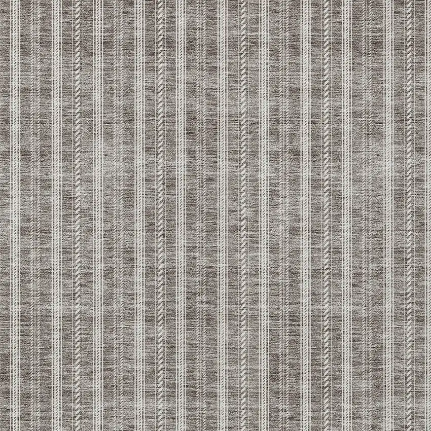 Taupe And Ivory Striped Washable Indoor Outdoor Area Rug Photo 5
