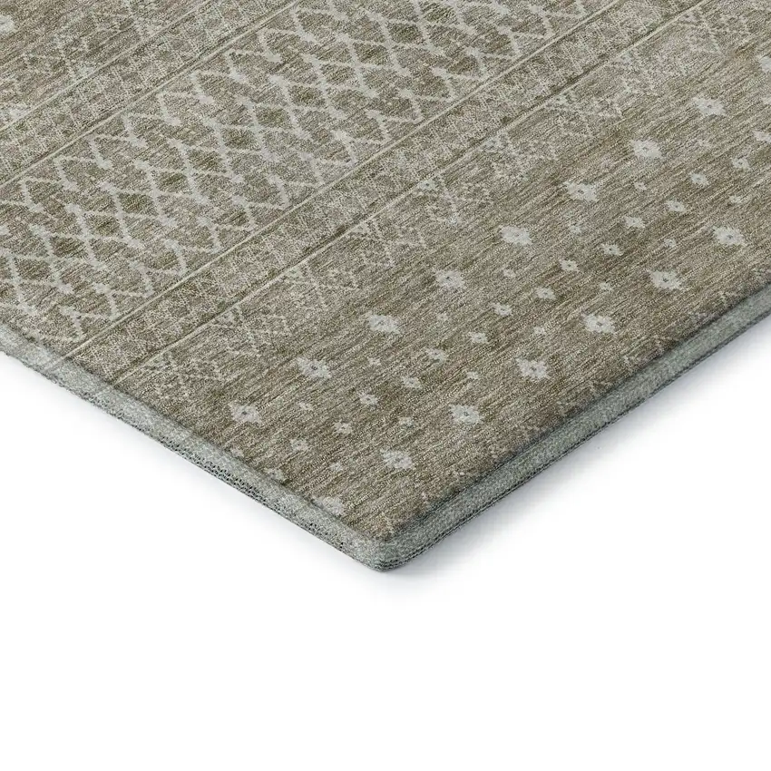 Taupe And Ivory Tribal Washable Area Rug With UV Protection Photo 9