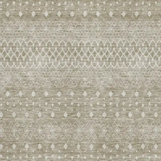 Taupe And Ivory Tribal Washable Area Rug With UV Protection Photo 3