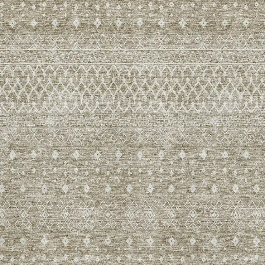Taupe And Ivory Tribal Washable Area Rug With UV Protection Photo 3