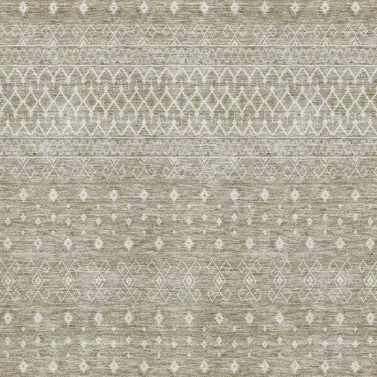 Taupe And Ivory Tribal Washable Area Rug With UV Protection Photo 4