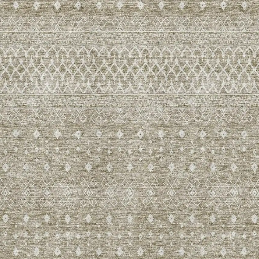 Taupe And Ivory Tribal Washable Area Rug With UV Protection Photo 4