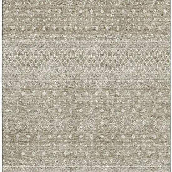 Taupe And Ivory Tribal Washable Area Rug With UV Protection Photo 4
