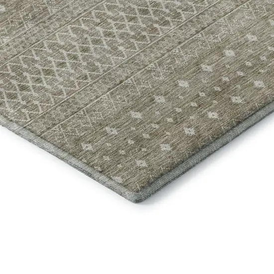 Taupe And Ivory Tribal Washable Area Rug With UV Protection Photo 7
