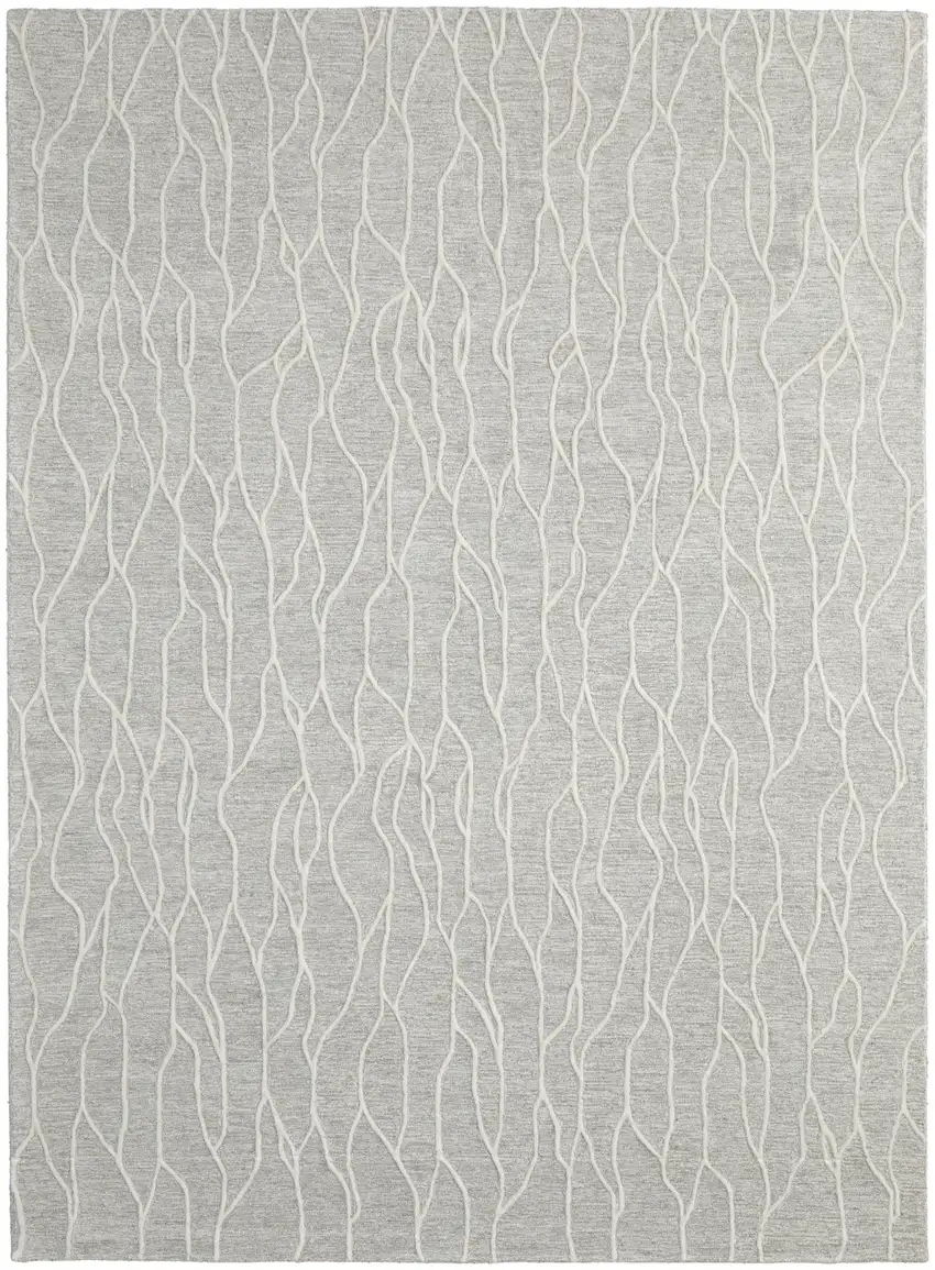 Taupe And Ivory Wool Abstract Tufted Handmade Stain Resistant Area Rug Photo 1