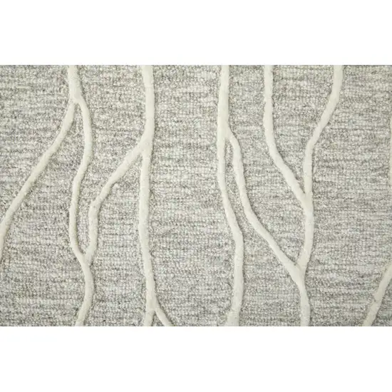 Gray And Ivory Wool Abstract Hand Tufted Area Rug Photo 8