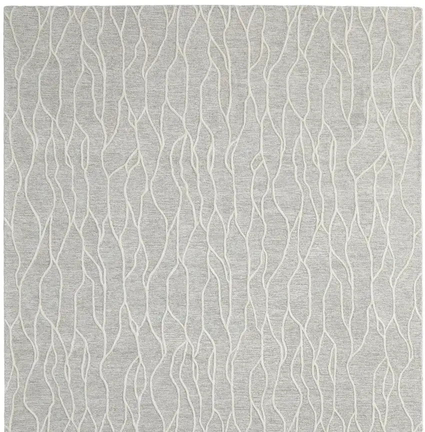 Taupe And Ivory Wool Abstract Tufted Handmade Stain Resistant Area Rug Photo 4