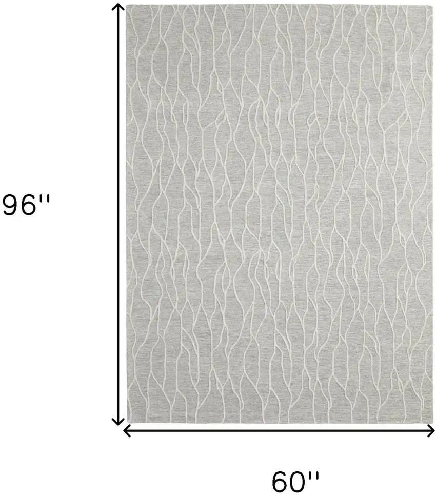 Taupe And Ivory Wool Abstract Tufted Handmade Stain Resistant Area Rug Photo 3