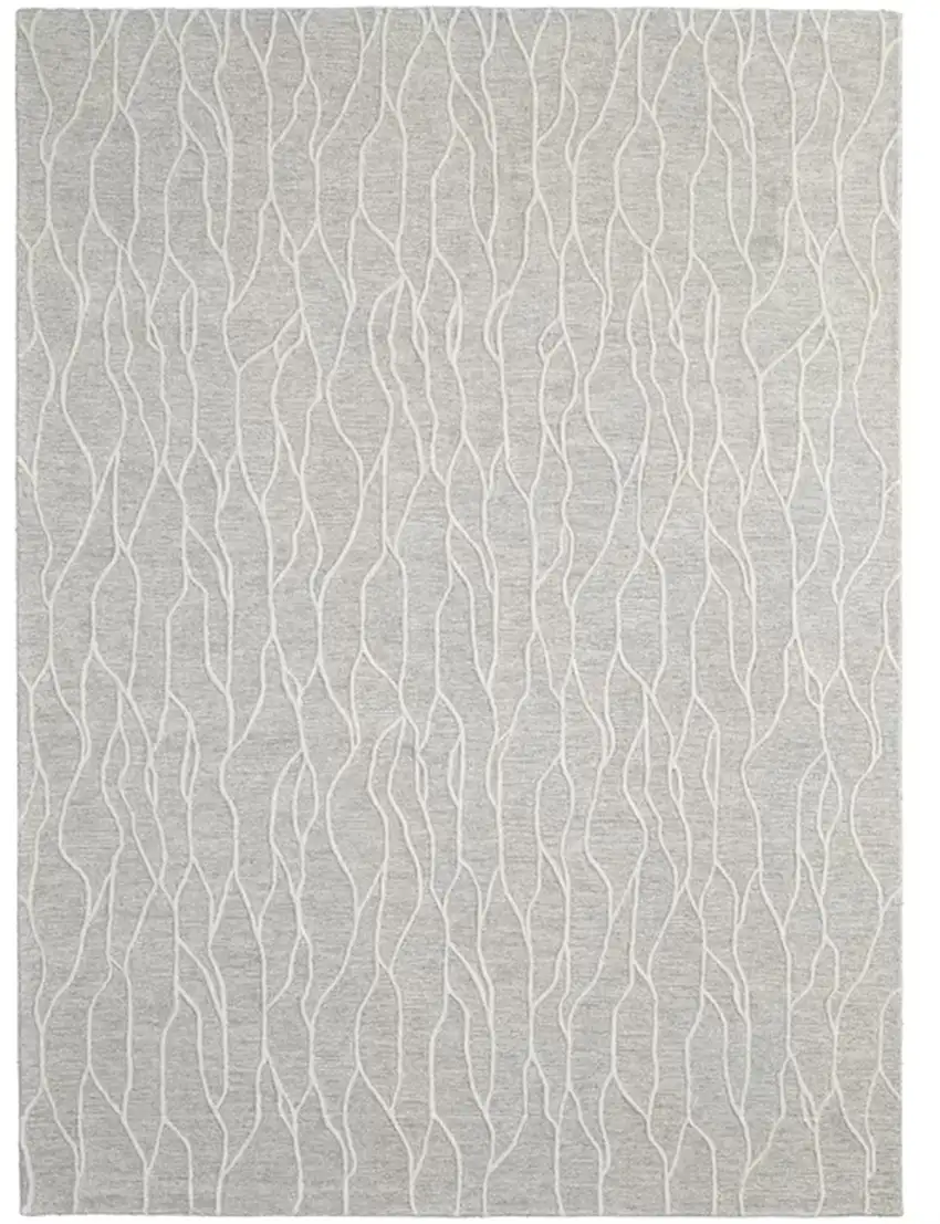 Taupe And Ivory Wool Abstract Tufted Handmade Stain Resistant Area Rug Photo 2
