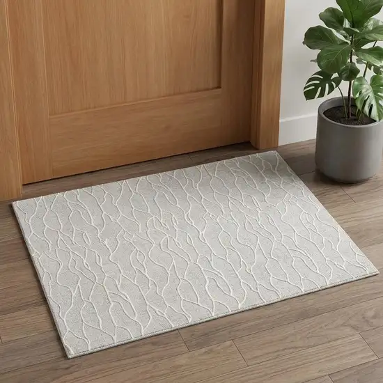 Gray And Ivory Wool Abstract Hand Tufted Area Rug Photo 1