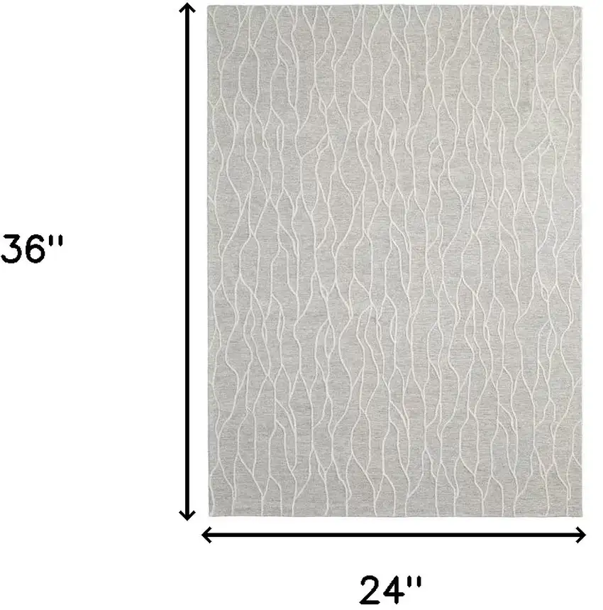 Taupe And Ivory Wool Abstract Tufted Handmade Stain Resistant Area Rug Photo 3
