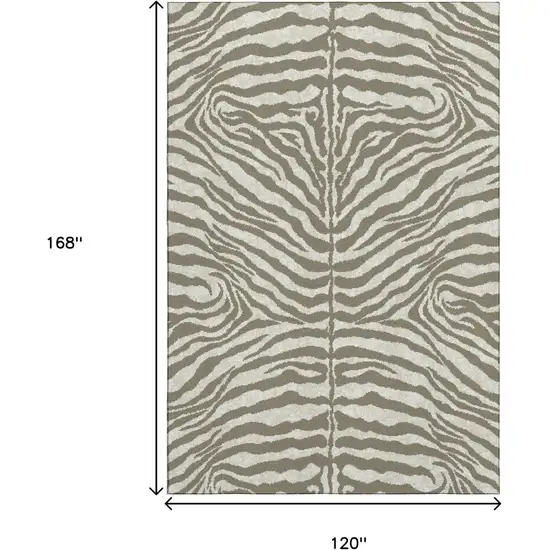 Taupe And Ivory Zebra Print Washable Indoor Outdoor Area Rug Photo 3