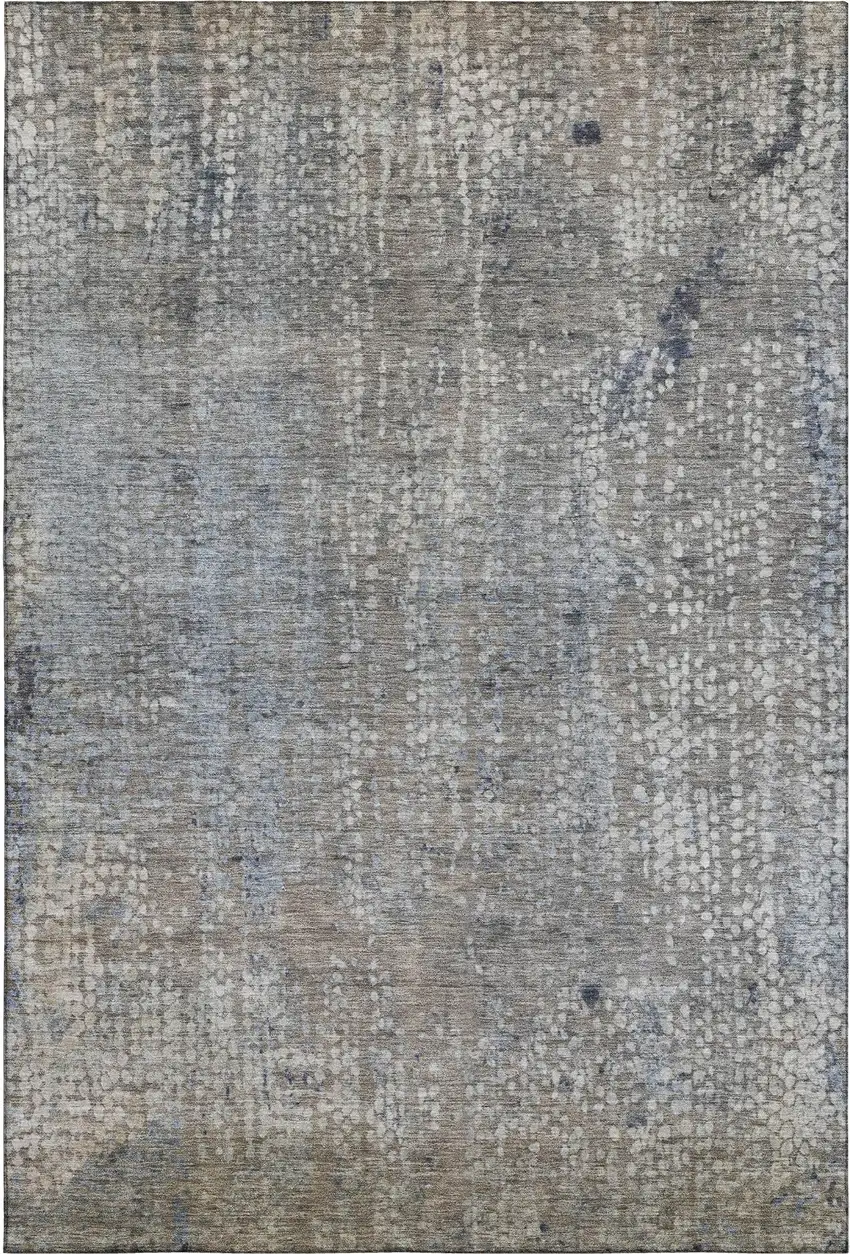Taupe And Khaki Abstract Washable Area Rug With UV Protection Photo 7