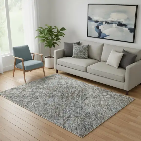 Taupe And Khaki Abstract Washable Area Rug With UV Protection Photo 2