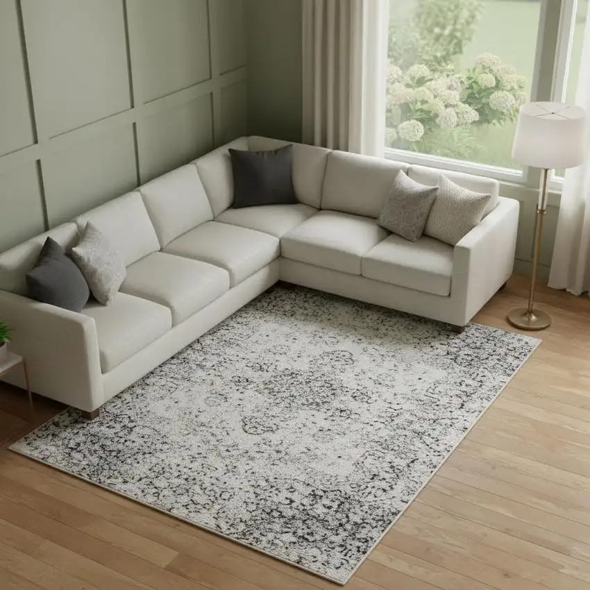 Taupe And Khaki Abstract Washable Area Rug With UV Protection Photo 1