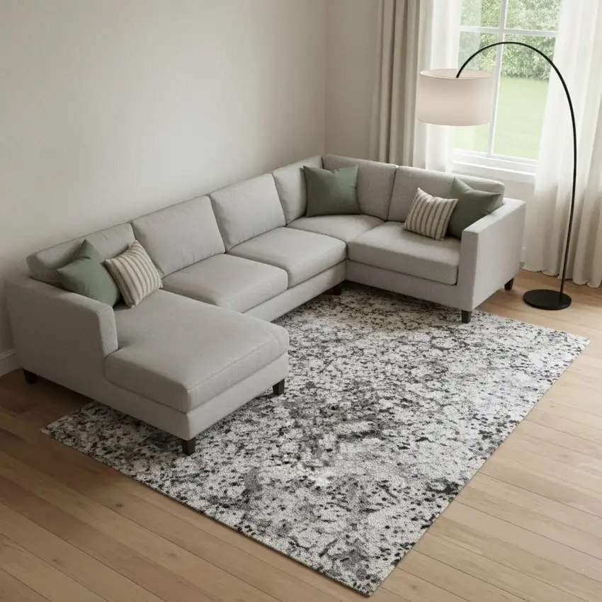 Taupe And Khaki Abstract Washable Area Rug With UV Protection Photo 1