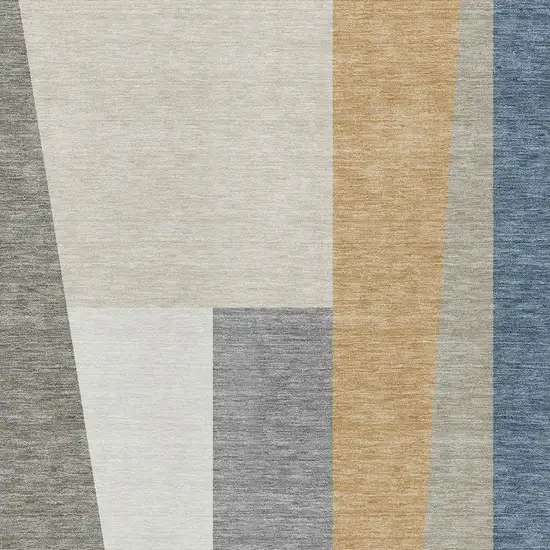 Taupe And Olive Green Geometric Washable Indoor Outdoor Area Rug Photo 2