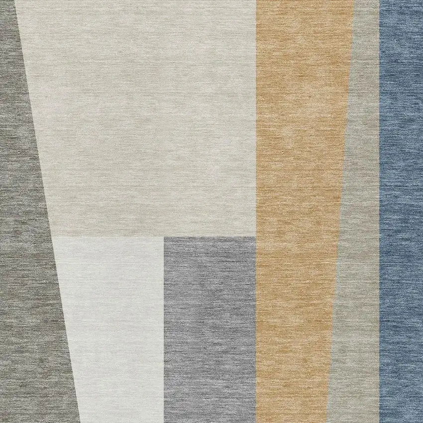 Taupe And Olive Green Geometric Washable Indoor Outdoor Area Rug Photo 2