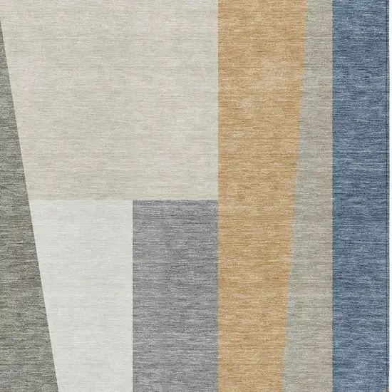 Taupe And Olive Green Geometric Washable Indoor Outdoor Area Rug Photo 2