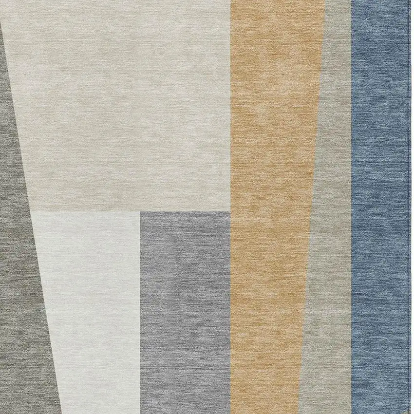 Taupe And Olive Green Geometric Washable Indoor Outdoor Area Rug Photo 2