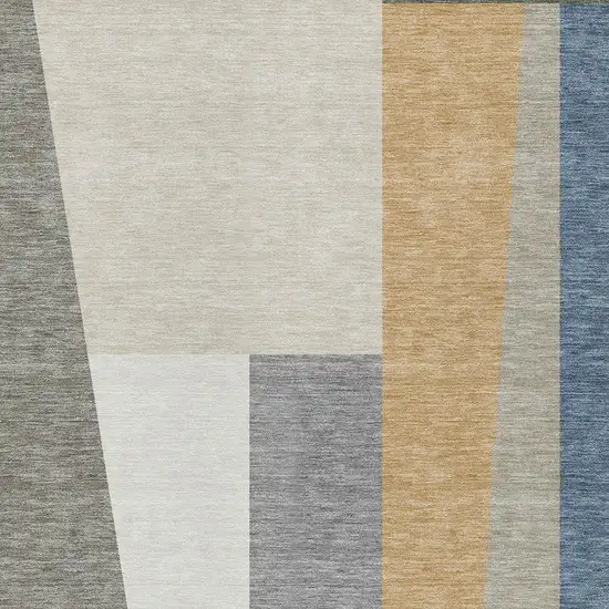 Taupe And Olive Green Geometric Washable Indoor Outdoor Area Rug Photo 2