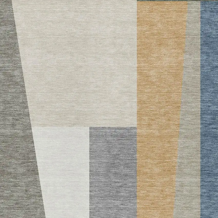 Taupe And Olive Green Geometric Washable Indoor Outdoor Area Rug Photo 2