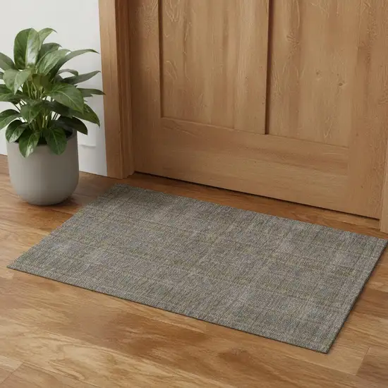 Taupe And Olive Green Striped Washable Area Rug With UV Protection Photo 1