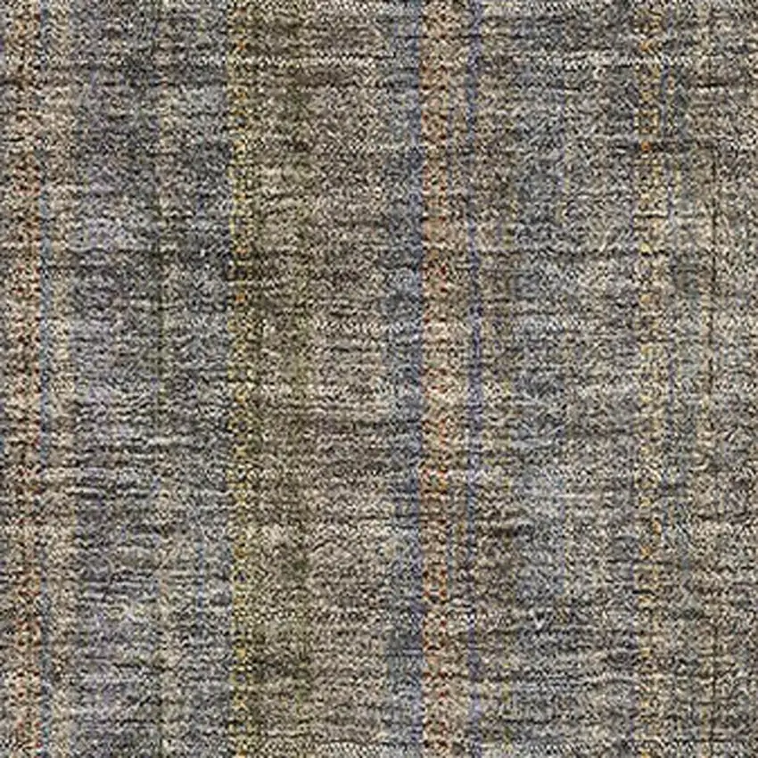 Taupe And Olive Green Striped Washable Area Rug With UV Protection Photo 2