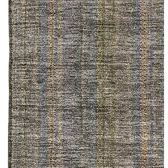 Taupe And Olive Green Striped Washable Area Rug With UV Protection Photo 2
